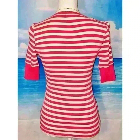 IZOD PERFORMX Womans Knit top PINK & GRAY Cotton LIGHTWEIGHT Stretch shirt Small - Picture 3 of 4
